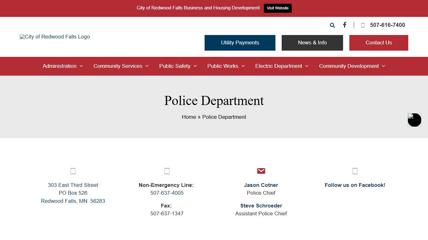 Police Department - City of Redwood Falls